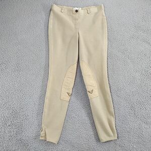 TuffRider Breeches Womens 28 Beige Knee Patch Equestrian Low Rise Pull On